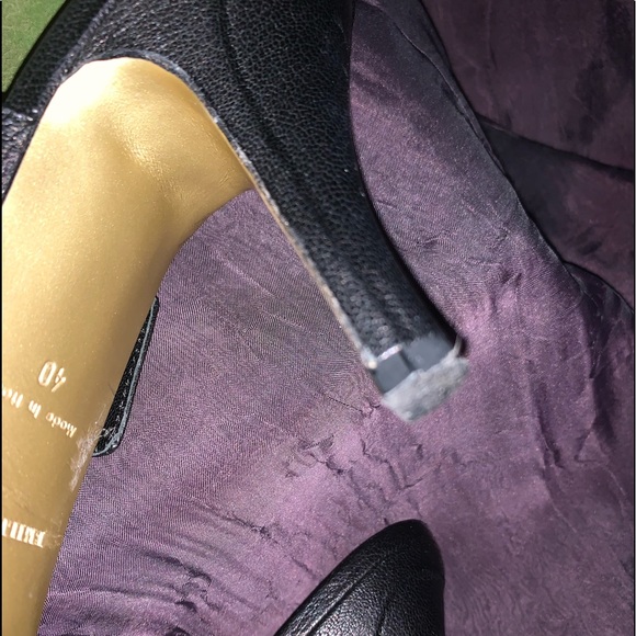 “DONATED” Emilio Pucci, Black Leather Platform High Heeled Mules, Sz 40, EUC - Picture 6 of 12